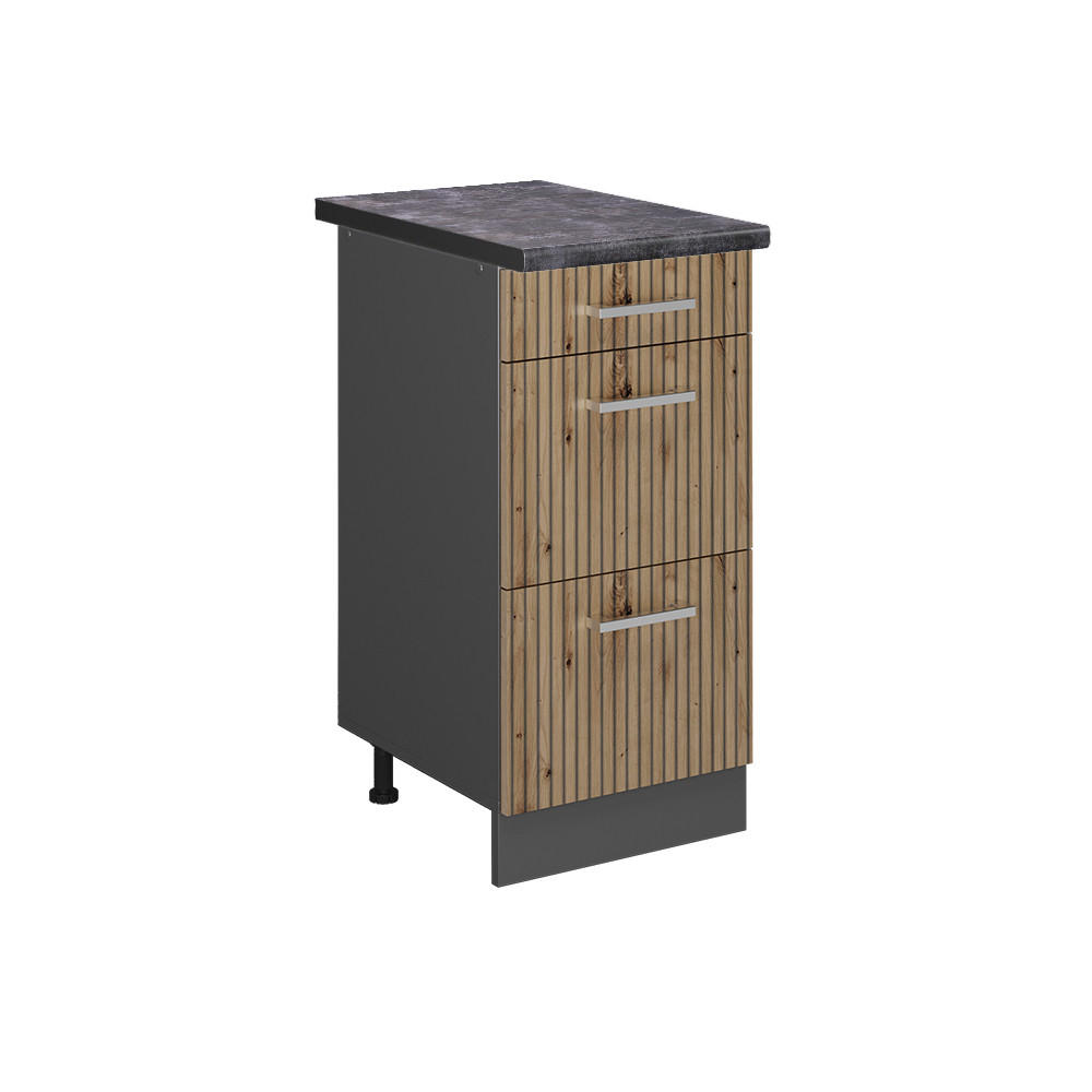 KÖKSUNDERSKÅP R-Line Hantverks ek 40 cm med lådor, AP antracit Ek Artisan, Antracit 81.6/40/60 cm