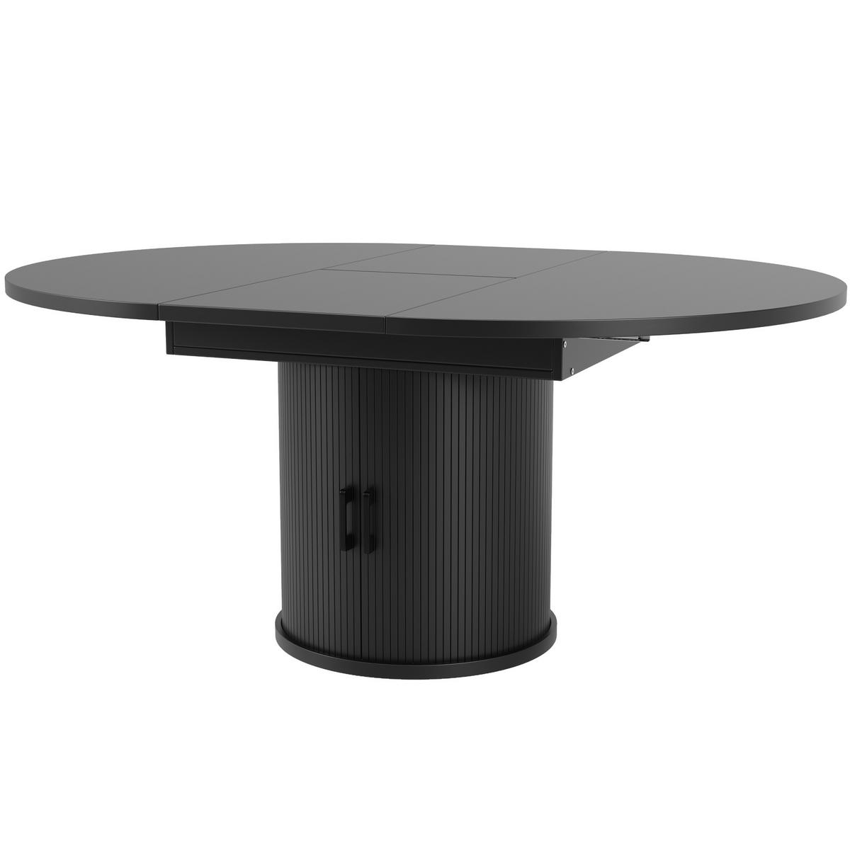 ESSTISCH ausziehbar 118-158 cm MDF Schwarz mit Stauraum - Schwarz, Holzwerkstoff (118/118/76.8cm) - Meubliv