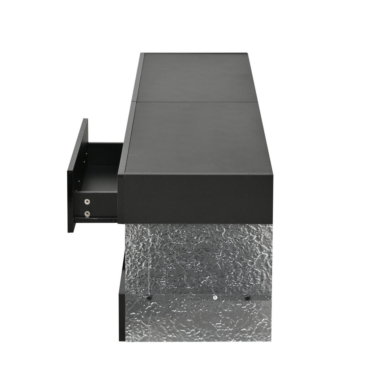 LOWBOARD 152/35/40 cm schwarz aus Spanplatte mit LED und 2 Schubladen - Schwarz, Holzwerkstoff (152/40/35cm) - OKWISH