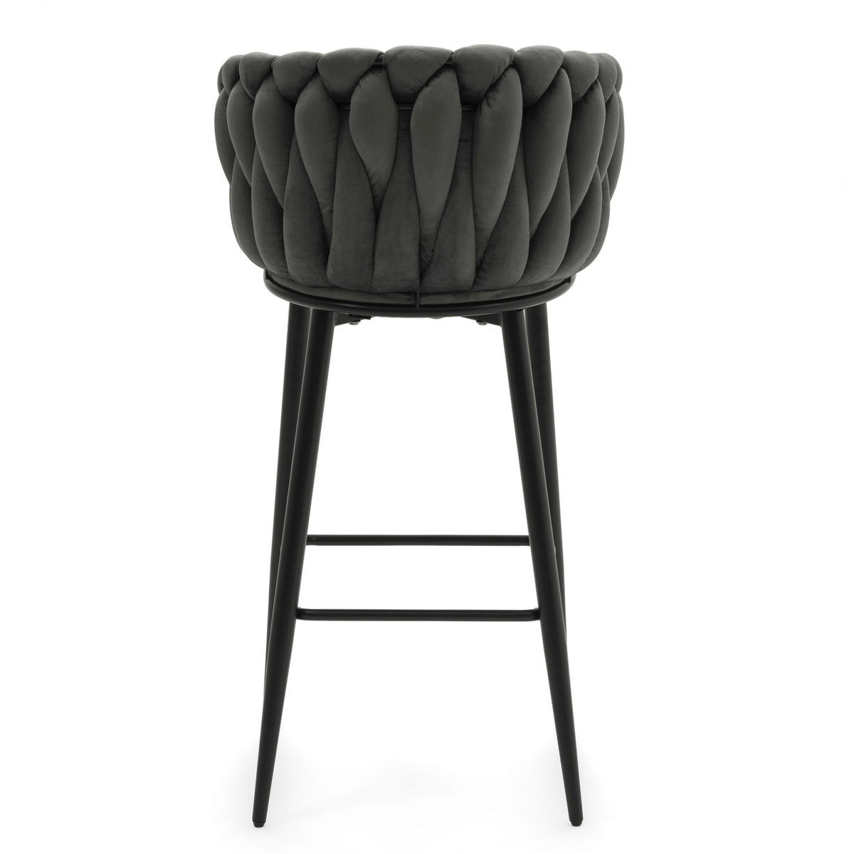BARHOCKER LATINA gepolsterter mit Steppung - grau - Samt Velour - Schwarz/Grau, Metall (54/95/55cm) - NEW HOME