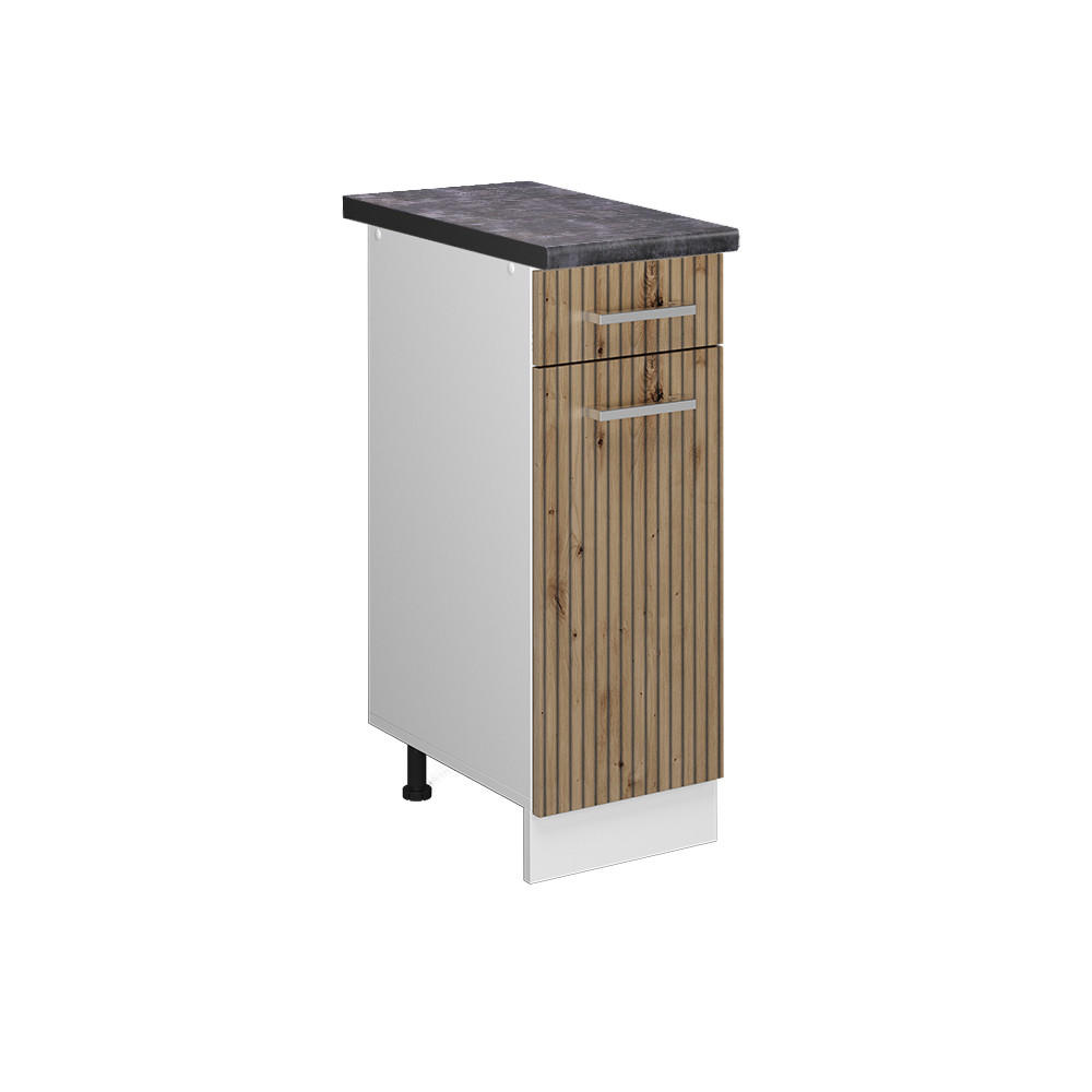 KÜCHENUNTERSCHRANK R-Line Artisan-Eiche 30 cm, AP Anthrazit - Weiß/Eiche Artisan, Holzwerkstoff (30/81.6/60cm) - Vicco