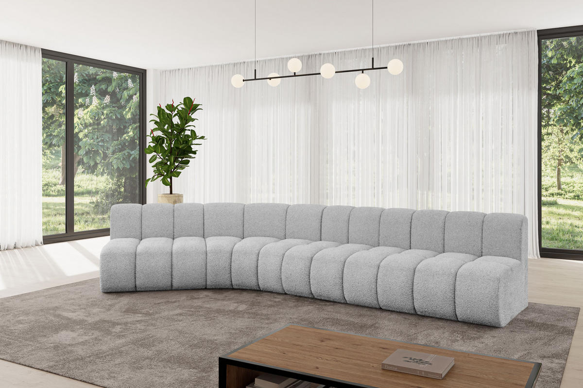 ECKSOFA modulares Sofa Montra-L2 - 381x174x70 cm Hellgrau - Hellgrau, Holzwerkstoff/Textil (381/174cm) - ALTDECOR