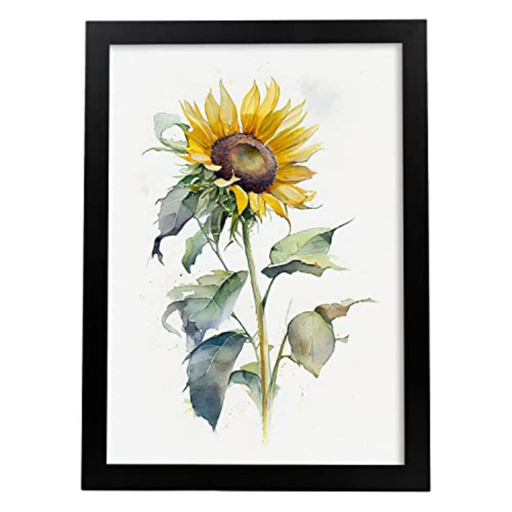 POSTER Sonnenblume 2 Im Nordischen Stil. A4 Rahmenlos - Klar, Papier (29.7/5/21cm) - Nacnic