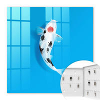 SCHLÜSSELBOX Weiß 30x30 cm – Türöffnung nach rechts - Koi-Karpfen - Blau, Metall (30/30/5cm) - TULUP
