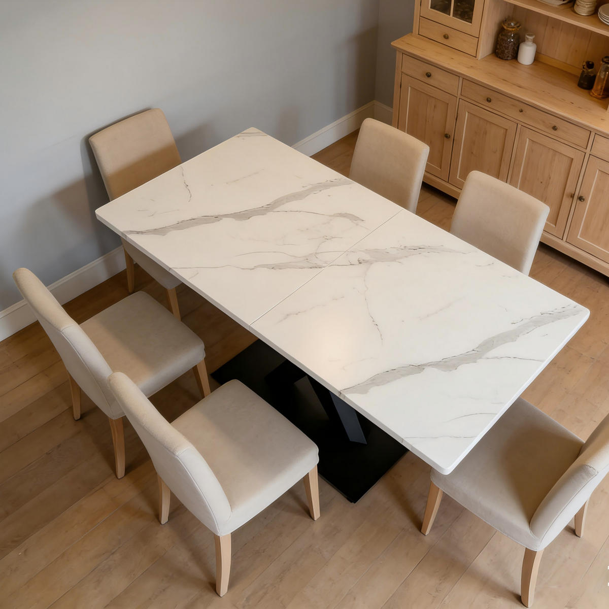 ESSTISCH rechteckiger Weiß mit schwarzem Metallgestell, X-förmigen Beinen, 160/80/75 cm - Weiß, Holz (80/160/75cm) - Oxeza