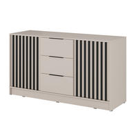 KOMMODE Stilo 155 cm in Kaschmir + schwarze Lamellen - Kaschmir/Schwarz, Holzwerkstoff/Kunststoff (155/86/45cm) - Ravio
