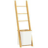 BADEZIMMER-REGAL Bambus Polyester Cremeweiß - Creme, Holz (35/133/43cm) - HOMCOM