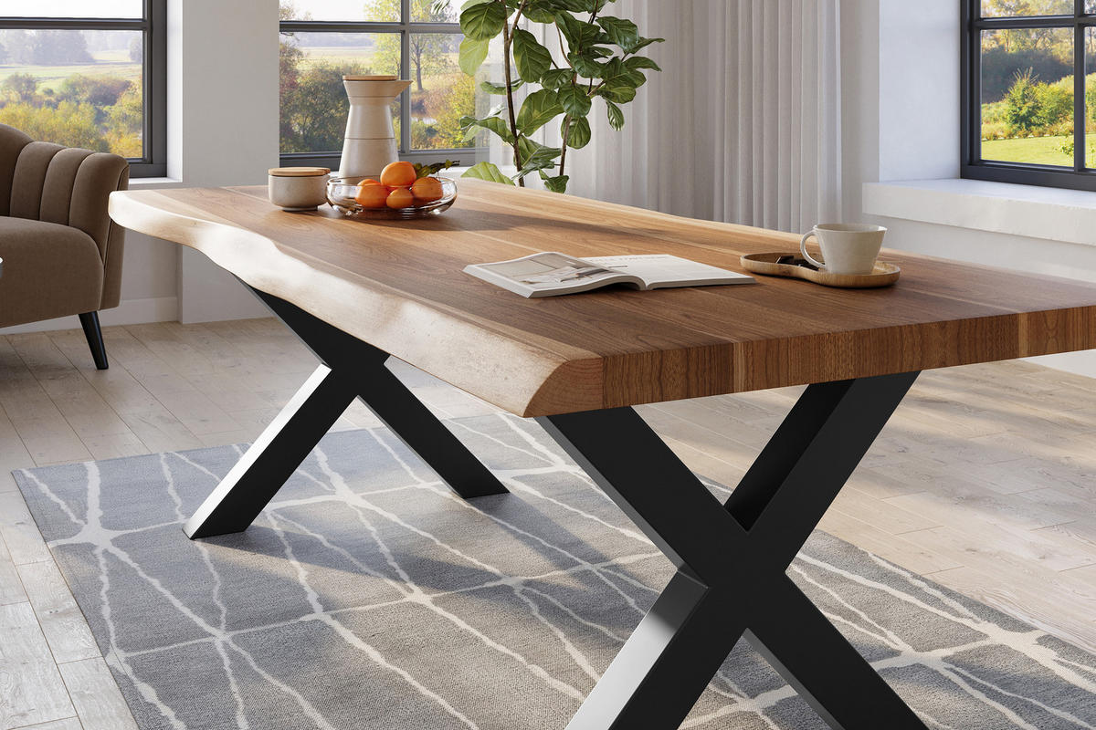 ESSTISCH TITAN - Beige/Schwarz, Holz (110/240/79cm) - SAM