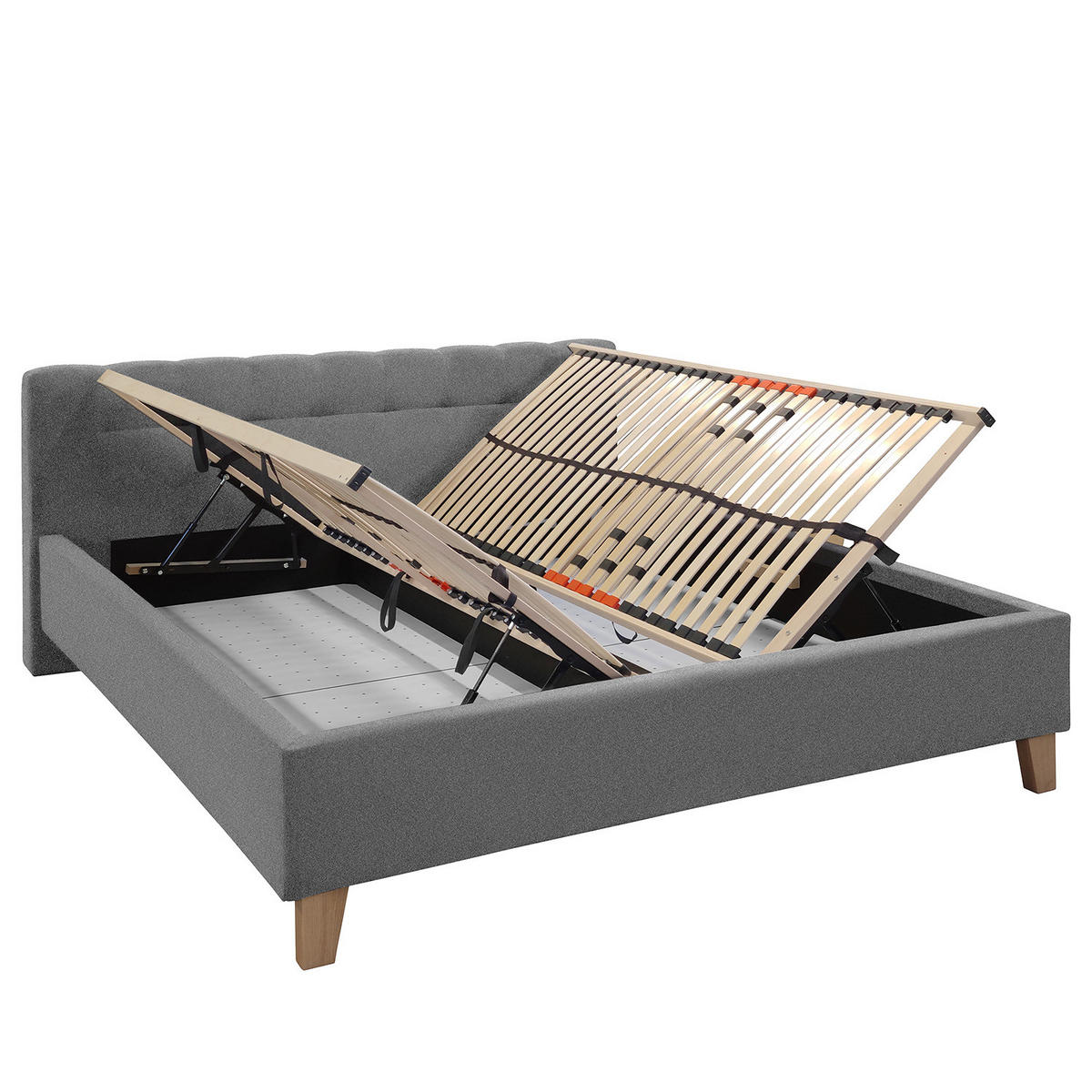 POLSTERBETT - Webstoff - Grau, Textil (180/200cm) - home24