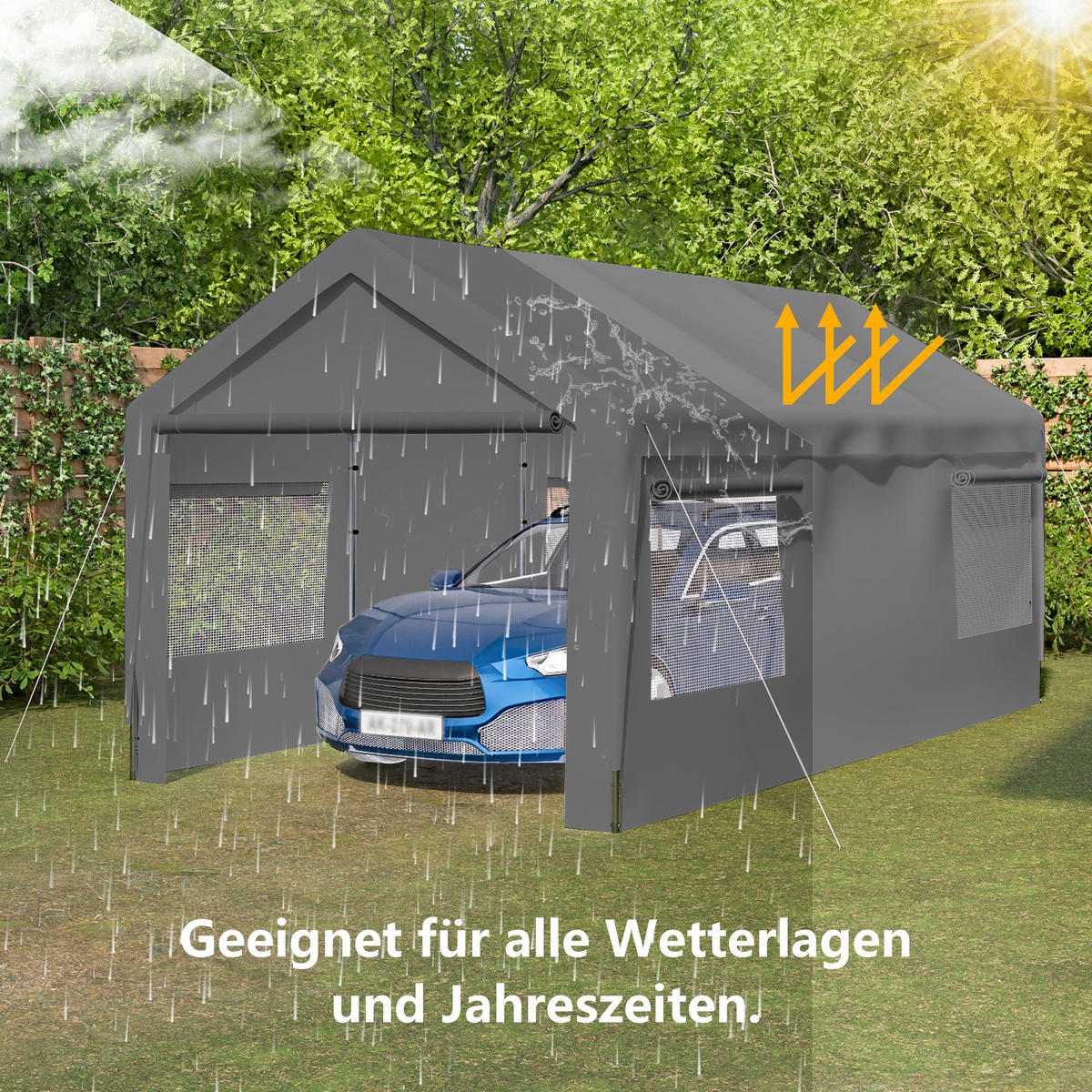 ZELT Carport Grau 3 x 6 m - Grau, Metall (310/276/592cm) - ComfortXL