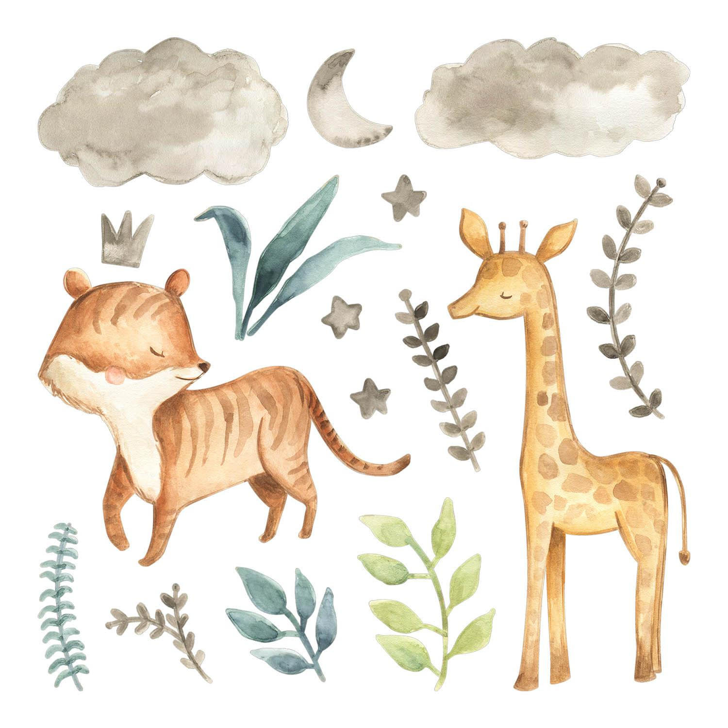 WANDAUFKLEBER 80x132cm - Pflanzen und Tiere - Multicolor, Kunststoff (80/132/0.1cm) - Wallfluent