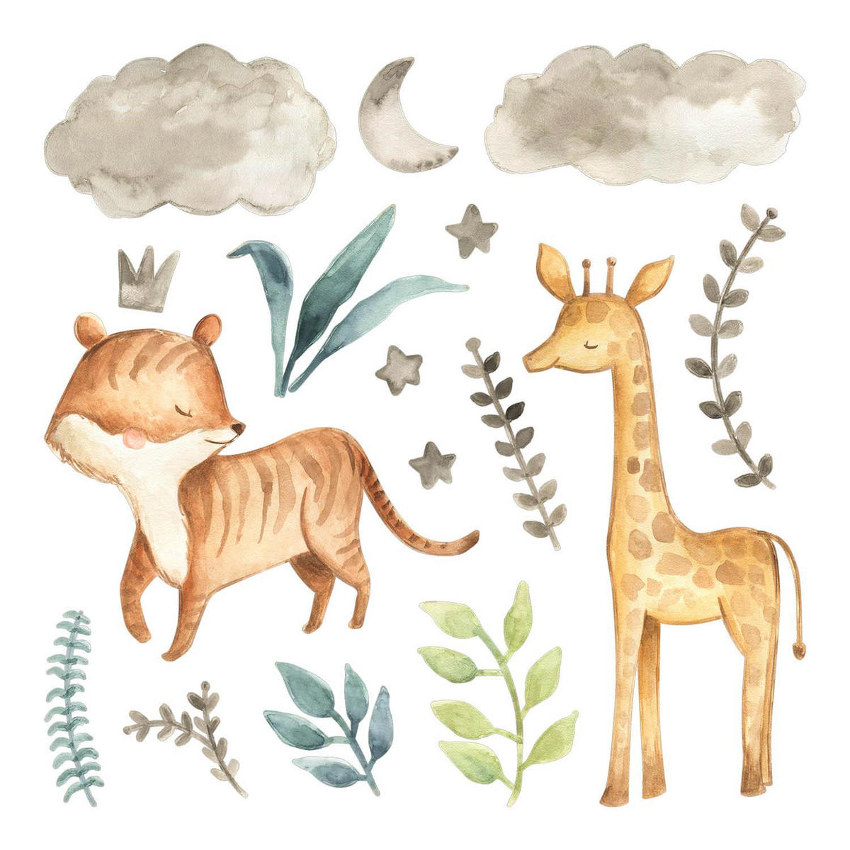 WANDAUFKLEBER 80x132cm - Pflanzen und Tiere - Multicolor, Kunststoff (80/132/0.1cm) - Wallfluent