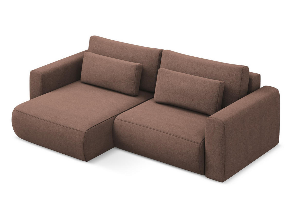 ECKSOFA mit Schlaffunktion Strukturstoff Stoff Pink - Pink/Hellrosa, Kunststoff/Textil (149/240cm) - Makamii
