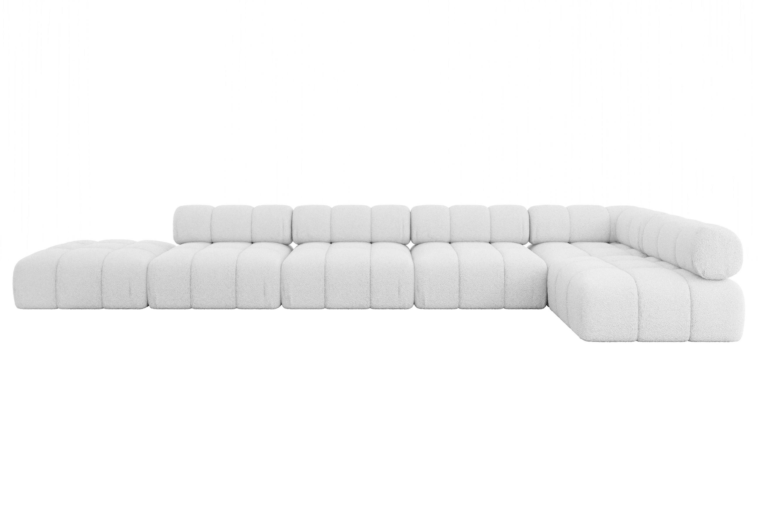 ECKSOFA modulares Sofa Favio-L3 - 475x190x70 cm Weiß Bouclé - Weiß, Holzwerkstoff/Textil (475/190cm) - ALTDECOR