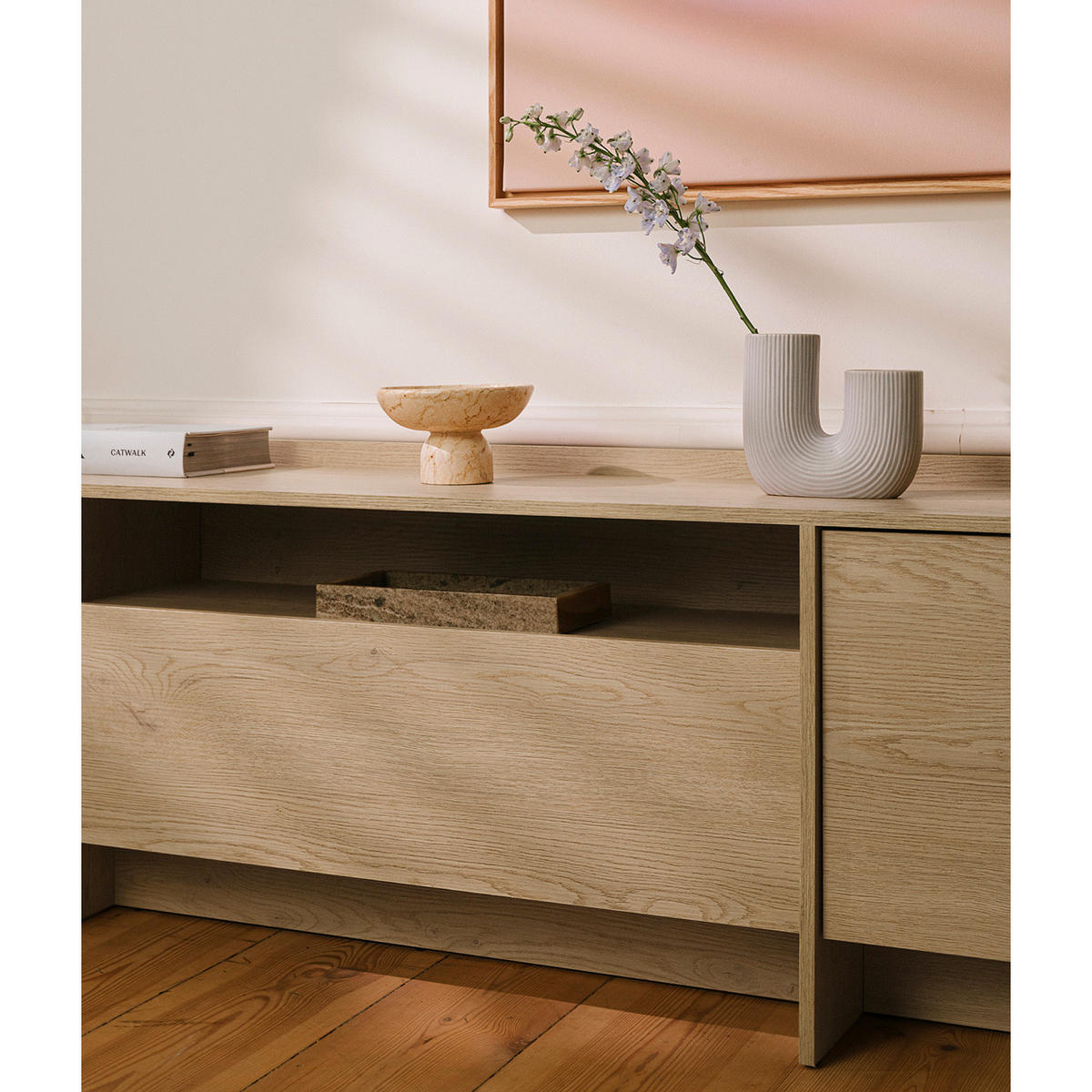 LOWBOARD Juni mit 3 Türen, 200 cm, eiche Cremona - Eichefarben, Holzwerkstoff (198/57/38cm) - Beautysofa