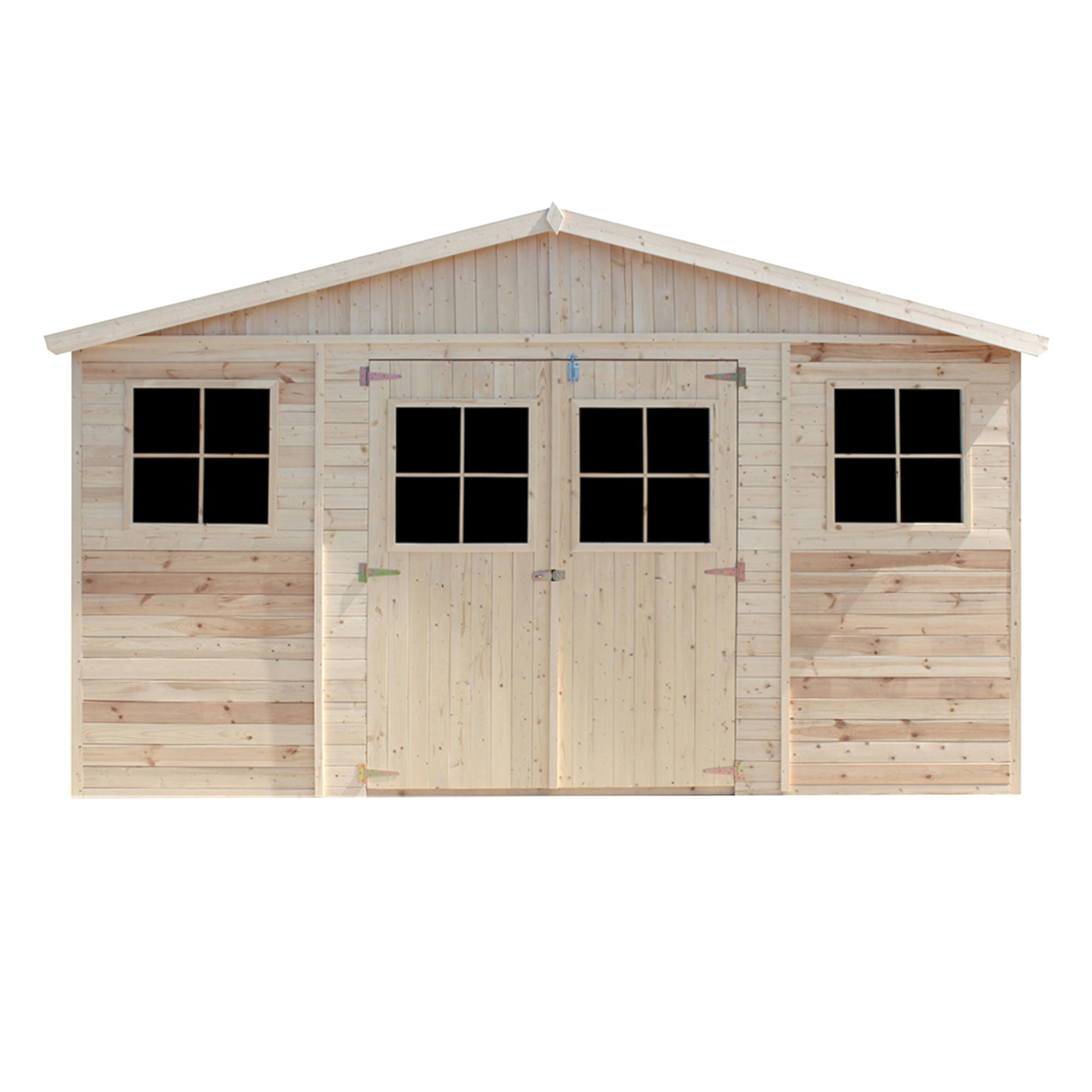 HOLZ-GARTHENHAUS - H246 x 418 x 220 cm/ 8 m² - M332 - Beige, Holz (418/246/199cm) - Timbela
