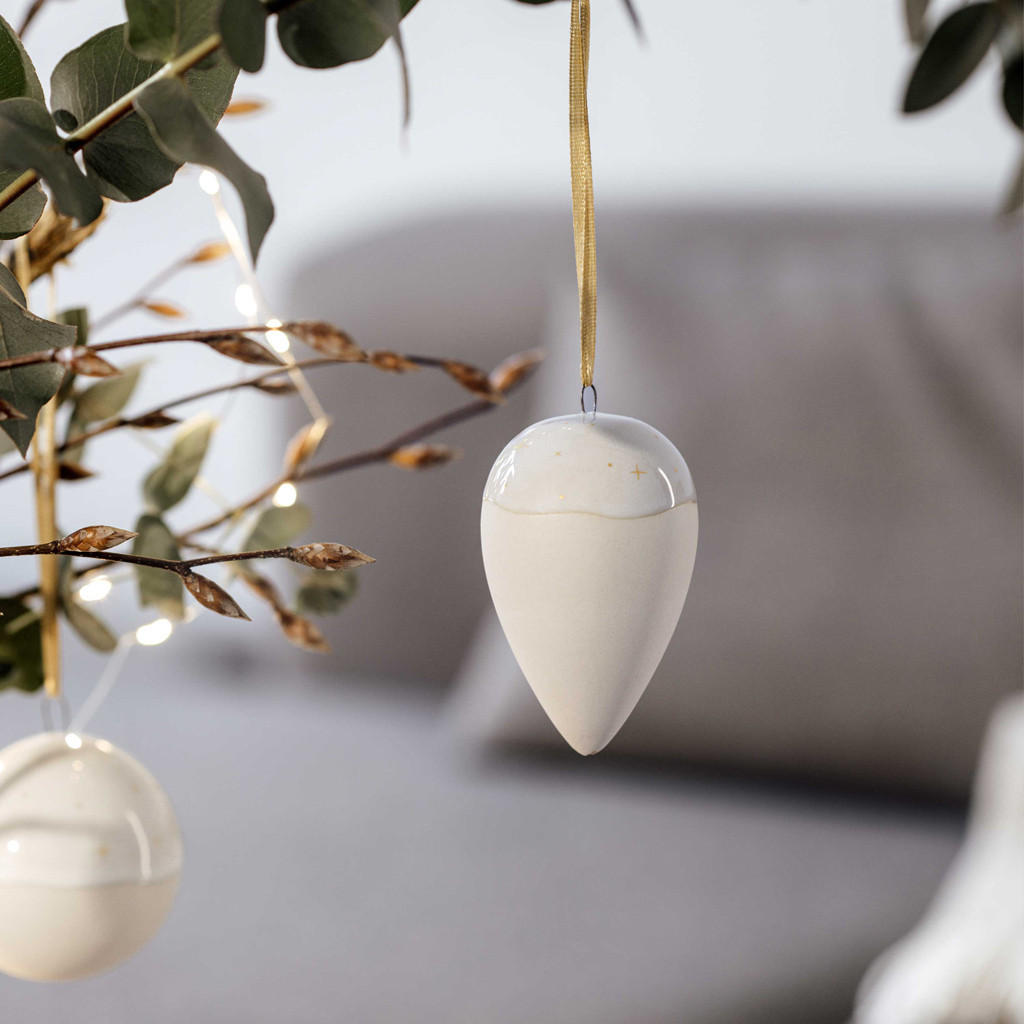 ORNAMENT TROPFEN Winter Glow beige - Beige, Keramik (5/7.7/5cm) - like.Villeroy & Boch