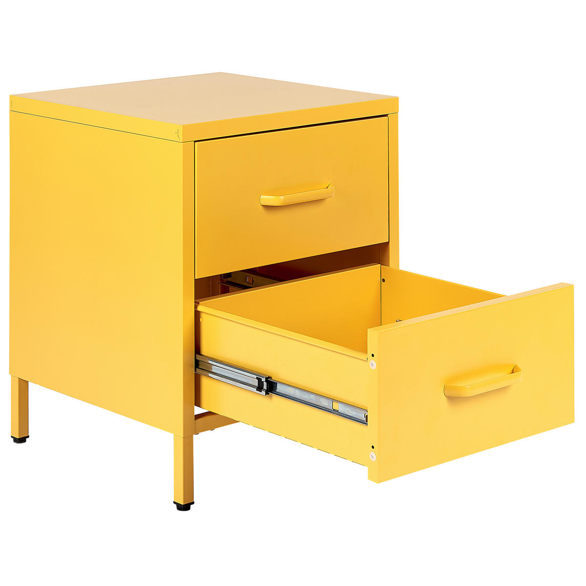 NACHTTISCH gelb 2 Schubladen Malavi - Gelb, Metall (43/55/40cm) - Beliani