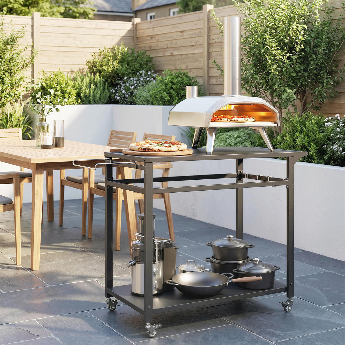 GRILLWAGEN Metall Schwarz - Schwarz, Metall (50.5/88/113cm) - Outsunny