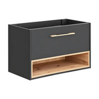 WASCHBECKENUNTERSCHRANK - 80cm x 46cm - MDF - anthrazitgrau - YANGRA - Anthrazit, Holz (80/57/46cm) - Vente-Unique