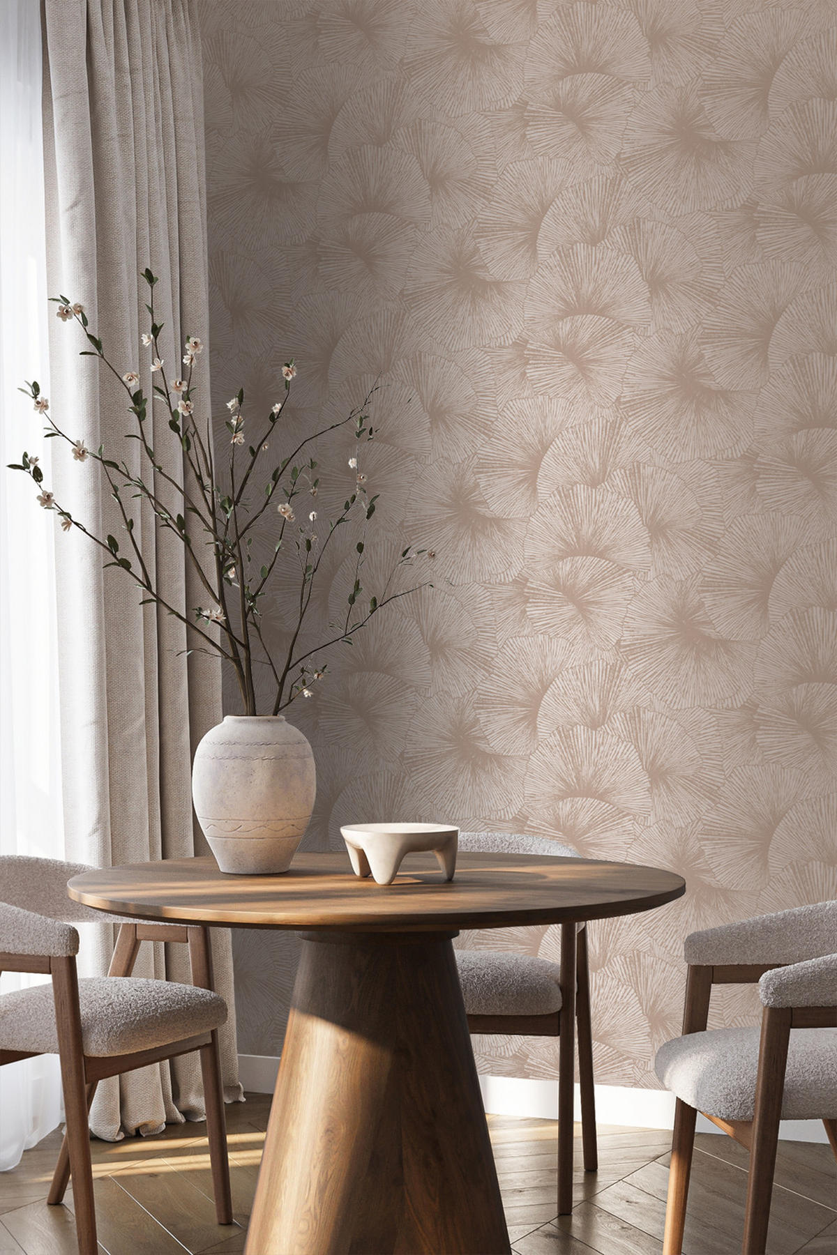 TAPETE 3D Muster Blätter 53 cm x 10.05 m - Pink, Papier (53/1000cm) - Origin Wallcoverings