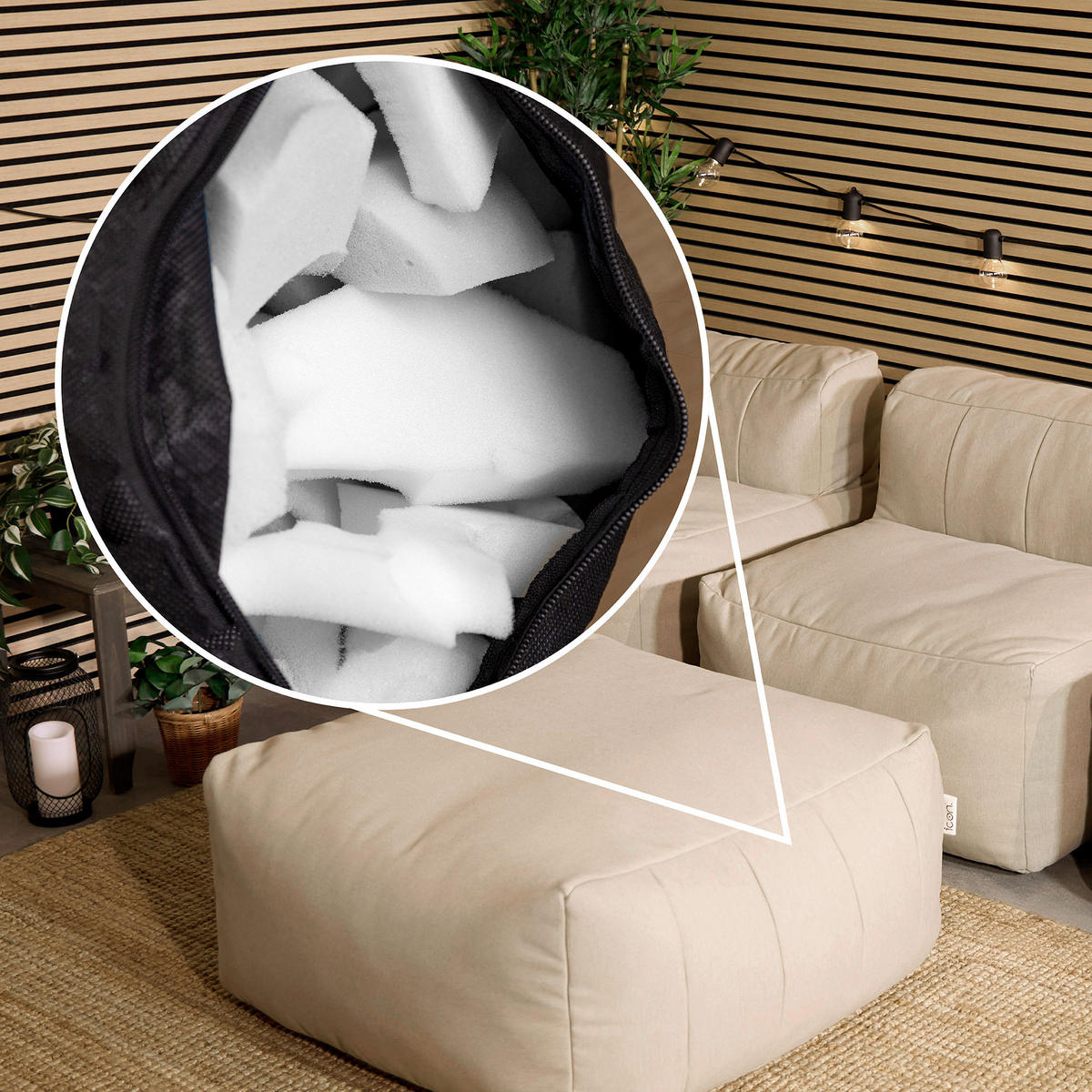 SITZSACK-SOFA Sitzpouf - Beige, Textil (95/46/100cm) - icon