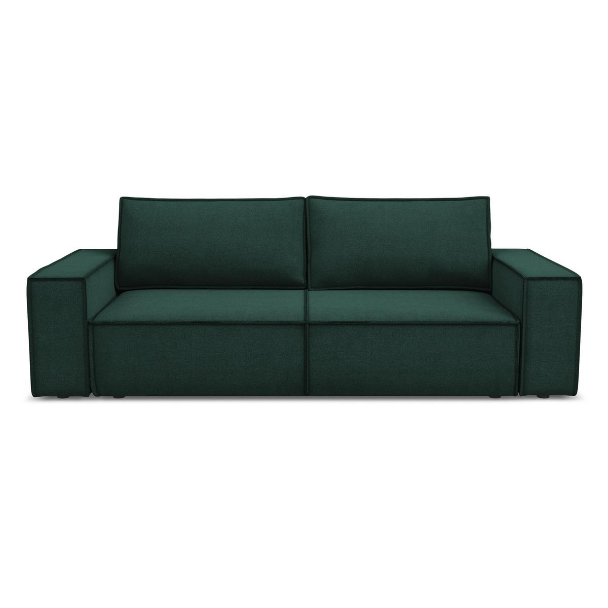3-SITZER SOFA mit Schlaffunktion Strukturstoff Stoff Grün - Dunkelgrün/Schwarz, Kunststoff/Textil (255/85/105cm) - LaMiaSofa