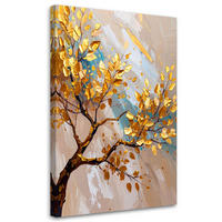 LEINWANDBILD Baum Goldene Blätter Imitation Malerei 80x120cm - Goldfarben, Textil (80/120cm) - Feeby
