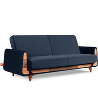 3-SITZER-SCHLAFSOFA GUSTAVO mit Armlehnen, blau - Blau/Braun, Holz/Holzwerkstoff (230/98/98cm) - KONSIMO®