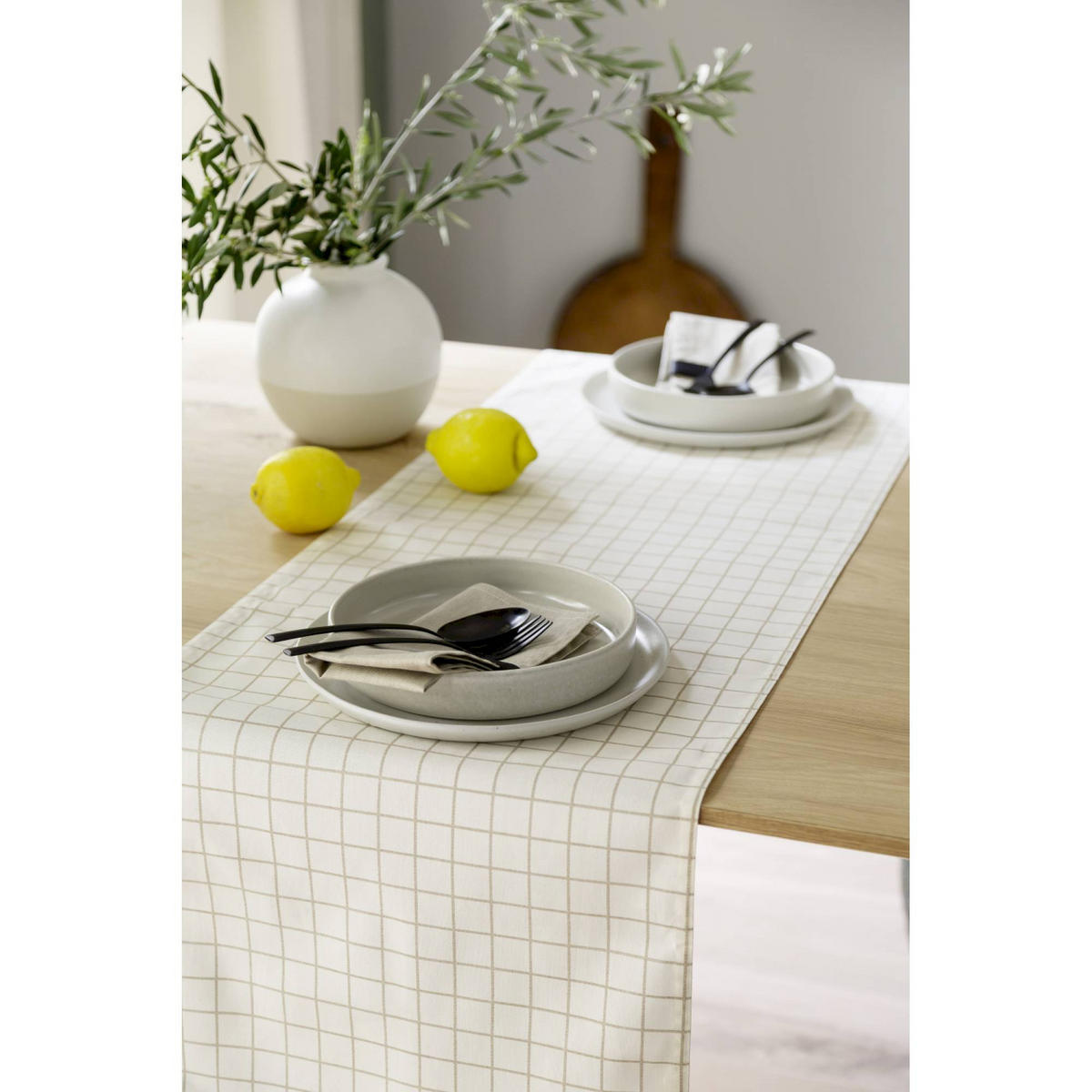 TISCHLÄUFER CHECK - Grau, Textil (150/40/0.5cm) - Schöner Wohnen