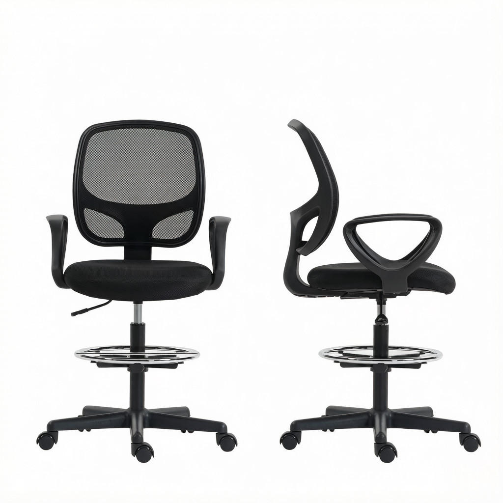 DREHSTUHL ergonomischer Bürostuhl mit Fußstütze 58 bis 78 cm - Schwarz, Leder (59/103/58cm) - Gisaae