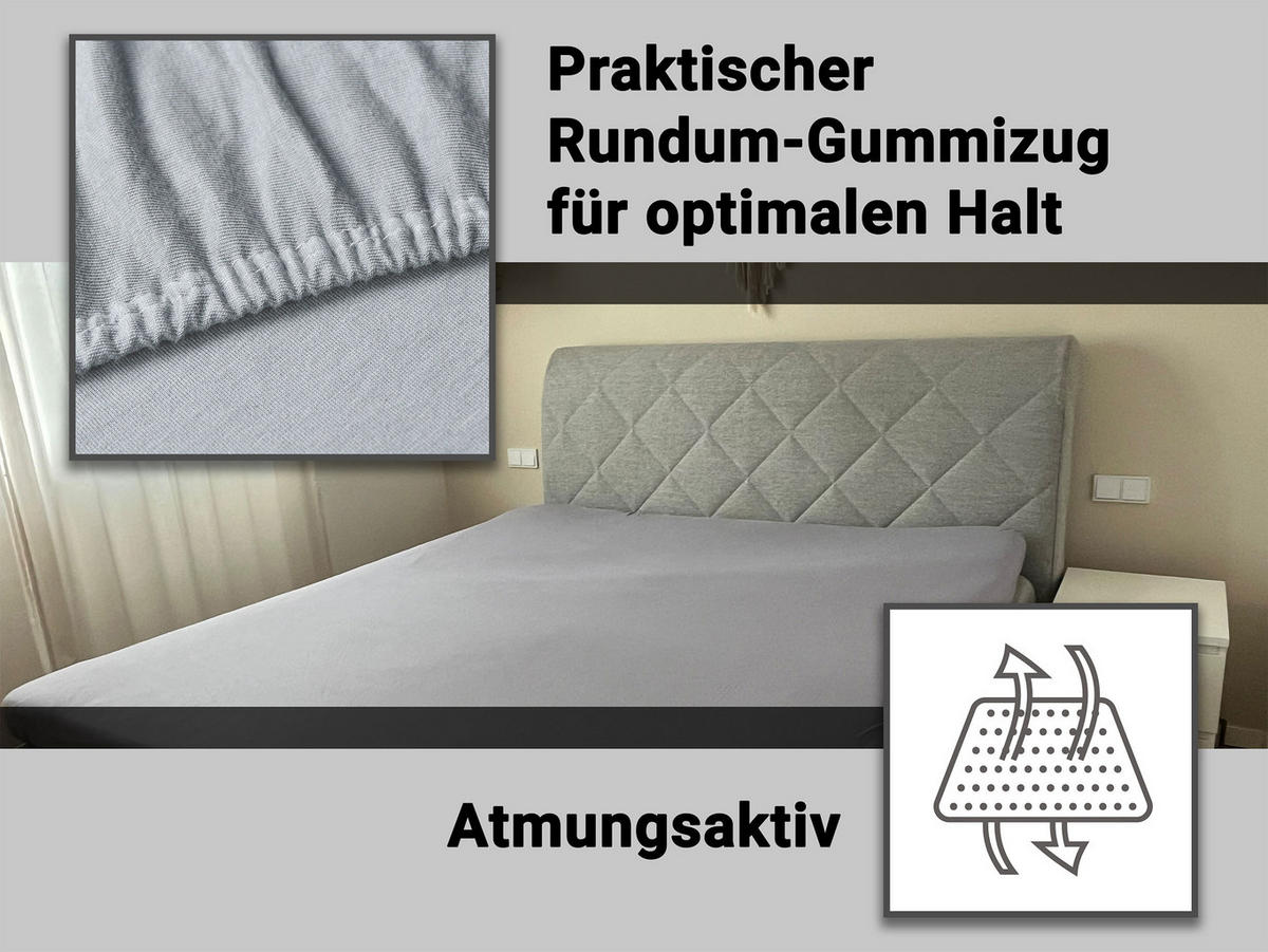 SPANNBETTLAKEN, 180x200 cm, 100% Baumwolle, Hellgrau - Hellgrau, Textil (180/200cm) - Zollner