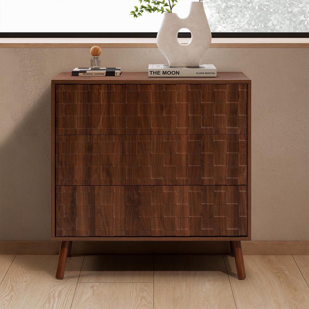 COMODA 80/80/40 Canadá aspect de nuc comun - culoare nucă, compozit lemnos (80/80/40cm) - VS Venta-stock