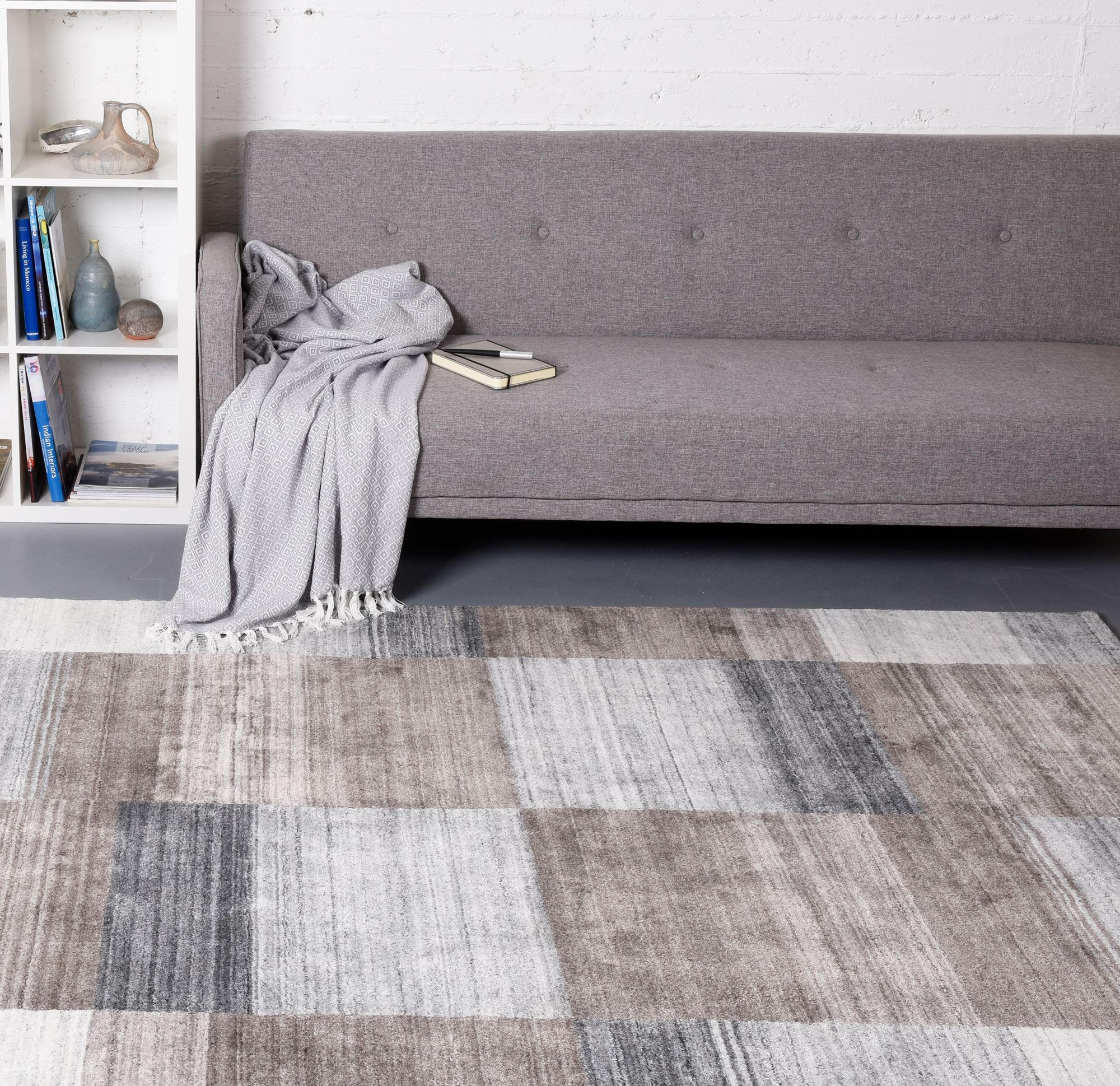 Thumbnail - Theko Viskoseteppich, Braun, Textil, Patchwork, Rechteckig, 90x160 cm, für Fußbodenheizung geeignet, Teppiche & Böden, T...