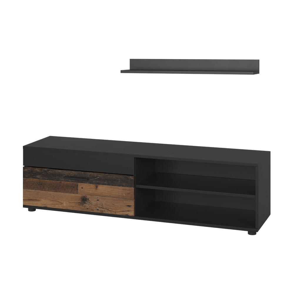 NÁSTĚNNÁ SKŘÍŇKA Berno Černá/starý styl - černá/hnědá, kompozitní dřevo (139.8/38.9/35.3cm) - Vicco