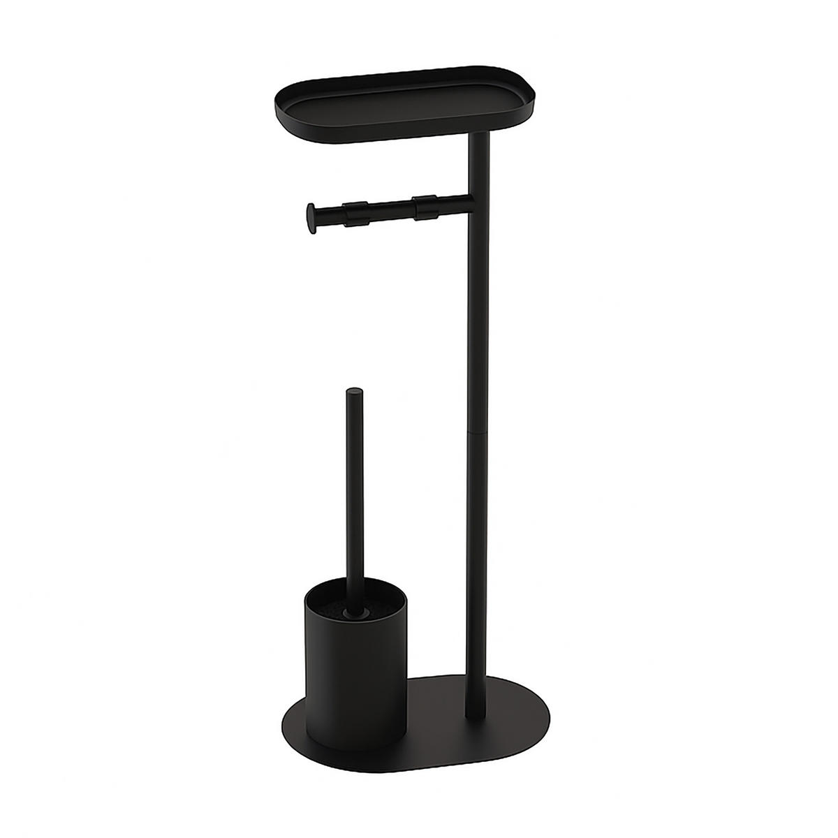 WC-GARNITUR - Schwarz, Kunststoff/Metall (23/65/17cm) - Relaxdays