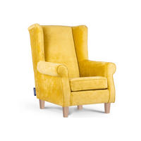 OHRENSESSEL MILES Massivholzbeine, gelb - Gelb, Holzwerkstoff/Buchenholz (82/105/97cm) - KONSIMO®