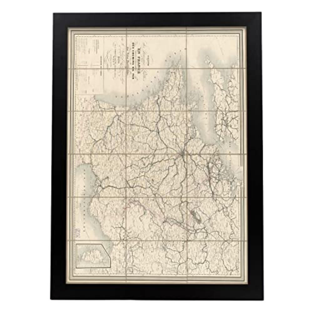 POSTER Vintage Karten – Frankreich A3 Schwarzer Rahmen - Schwarz, Papier (29.7/5/42cm) - Nacnic