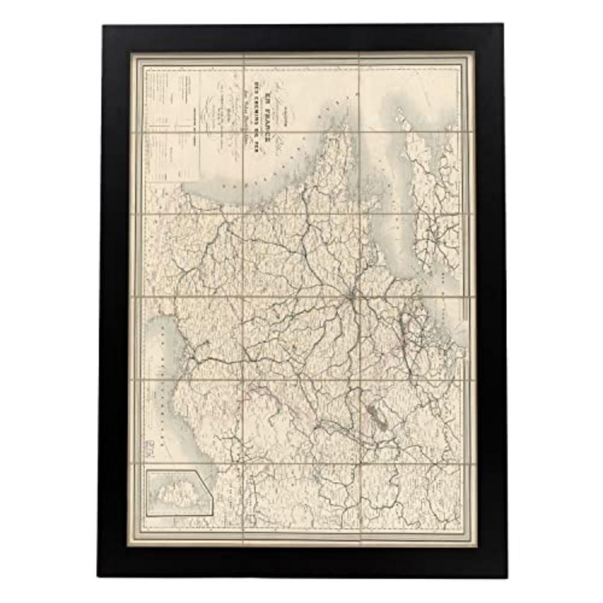 POSTER Vintage Karten – Frankreich A3 Schwarzer Rahmen - Schwarz, Papier (29.7/5/42cm) - Nacnic
