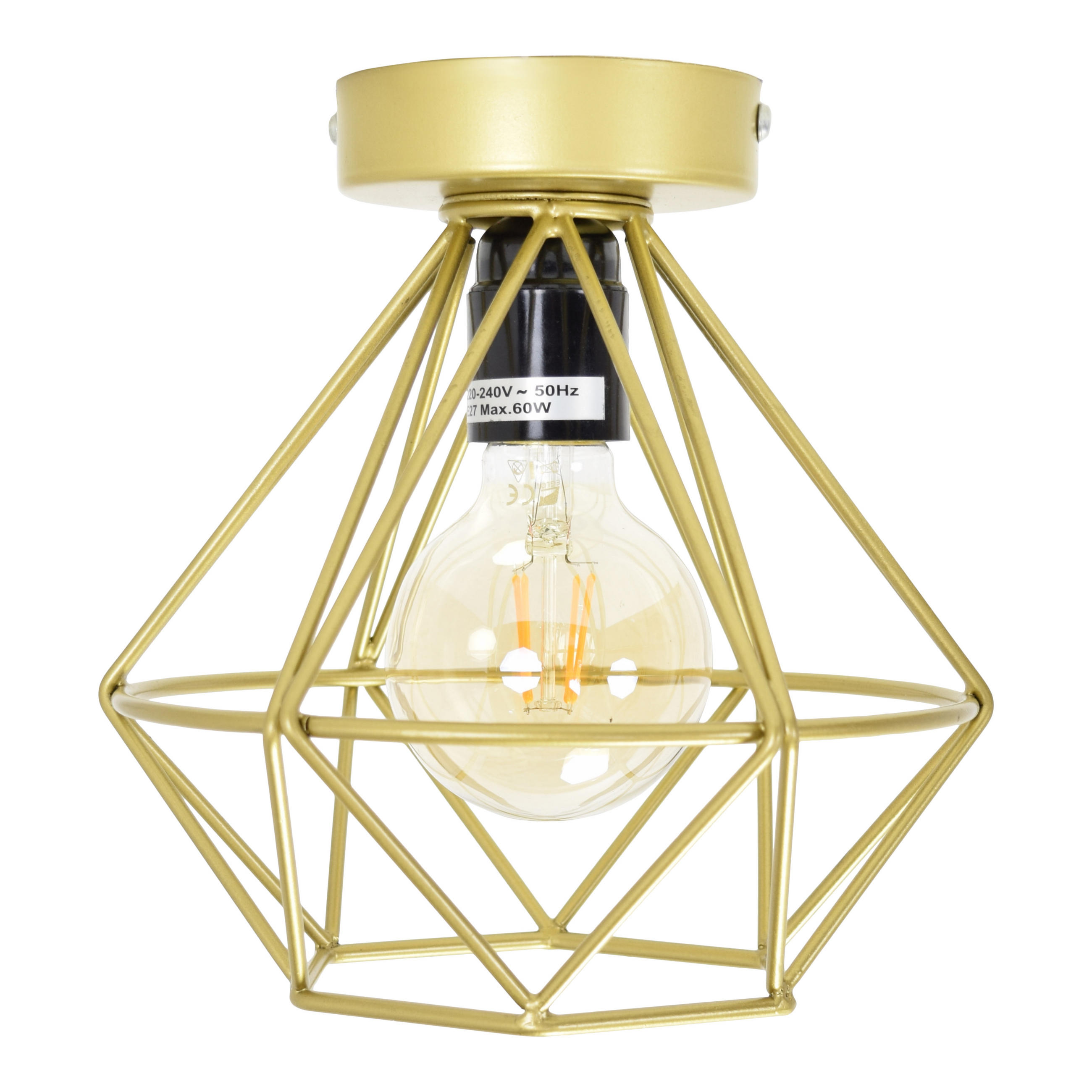DECKENLEUCHTEN Draht Gold - Goldfarben, Metall (22/22/19cm) - Urban Interiors