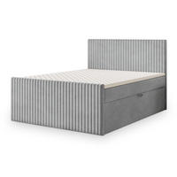 BOXBETT TERVAN 160x200 cm mit Matratze und Topper - Hellgrau - Hellgrau, Holz (160/200cm) - MASSENO