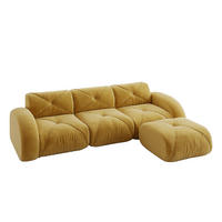 3-SITZER ECKSOFA Chenille Gelb mit Hocker - Gelb, Textil (281/171cm) - WISHDOR