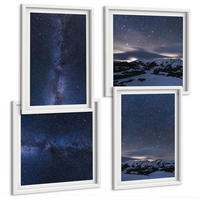 BILDER SET 4er Set - 50x50 cm & 40x60 cm Weißer Rahmen - Nachthimmel, Berge, Sterne - Weiß, Kunststoff (50/50cm) - TULUP