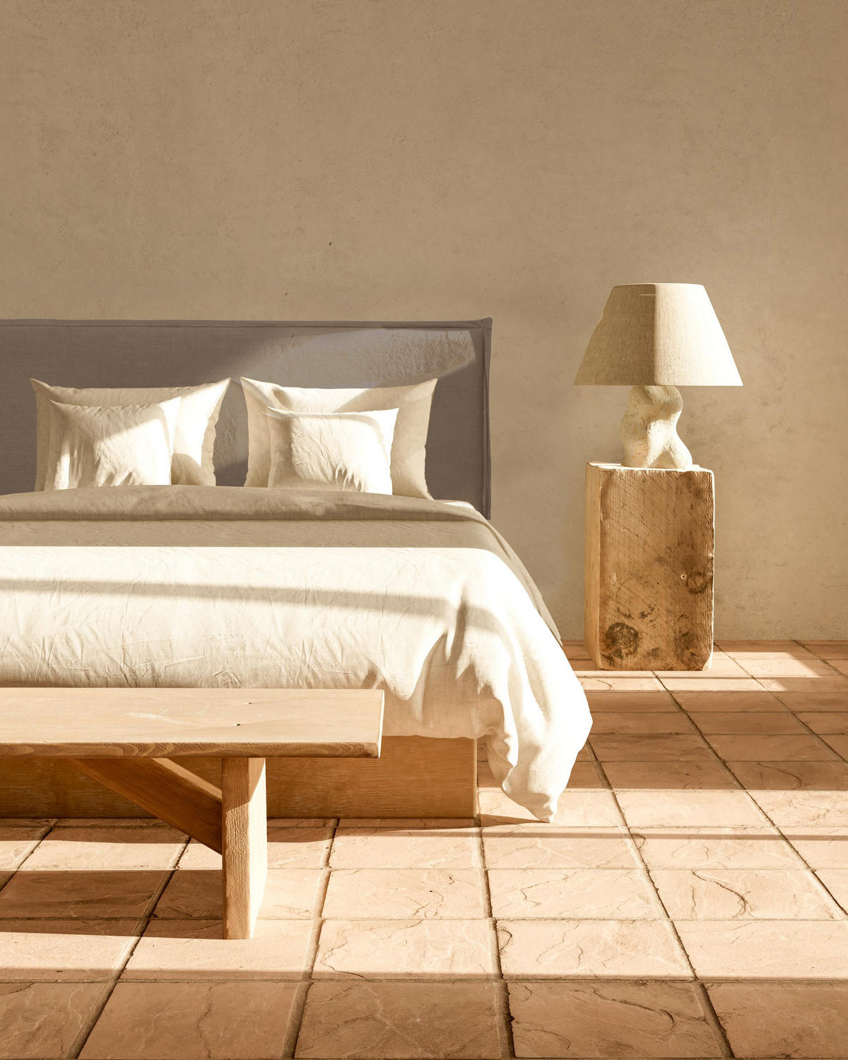 KOPFTEIL Gepolstertes aus 100% Leinenstoff Braun 160/100/8 cm EDMOND - Braun, Textil (160/100/8cm) - RNT By Really Nice Things