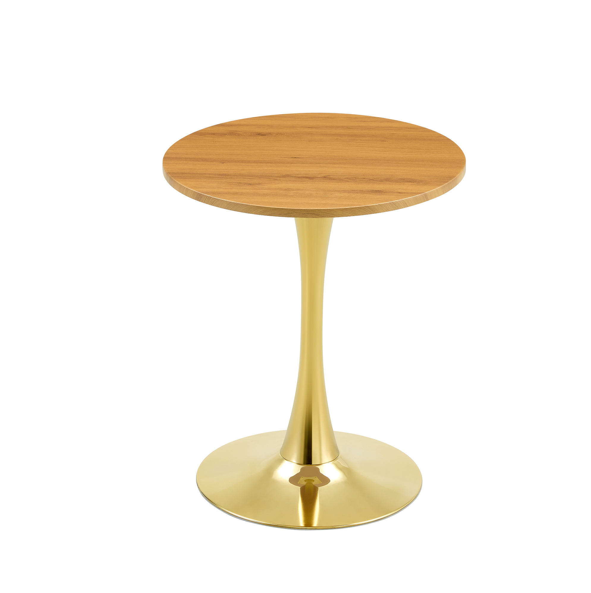 BEISTELLTISCH 60/60/72 cm mit MDF-Tischplatte und Metallgestell, runde Form und stabile Basis, Gold/Holzfarben - Schwarz, Holzwerkstoff (60/60/72cm) - Redom