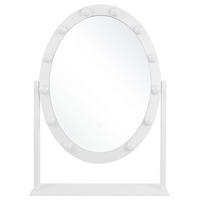 BADSPIEGEL mit LED-Beleuchtung oval 50/60 cm Rostrenen - Weiß, Metall (55/60/3cm) - Beliani