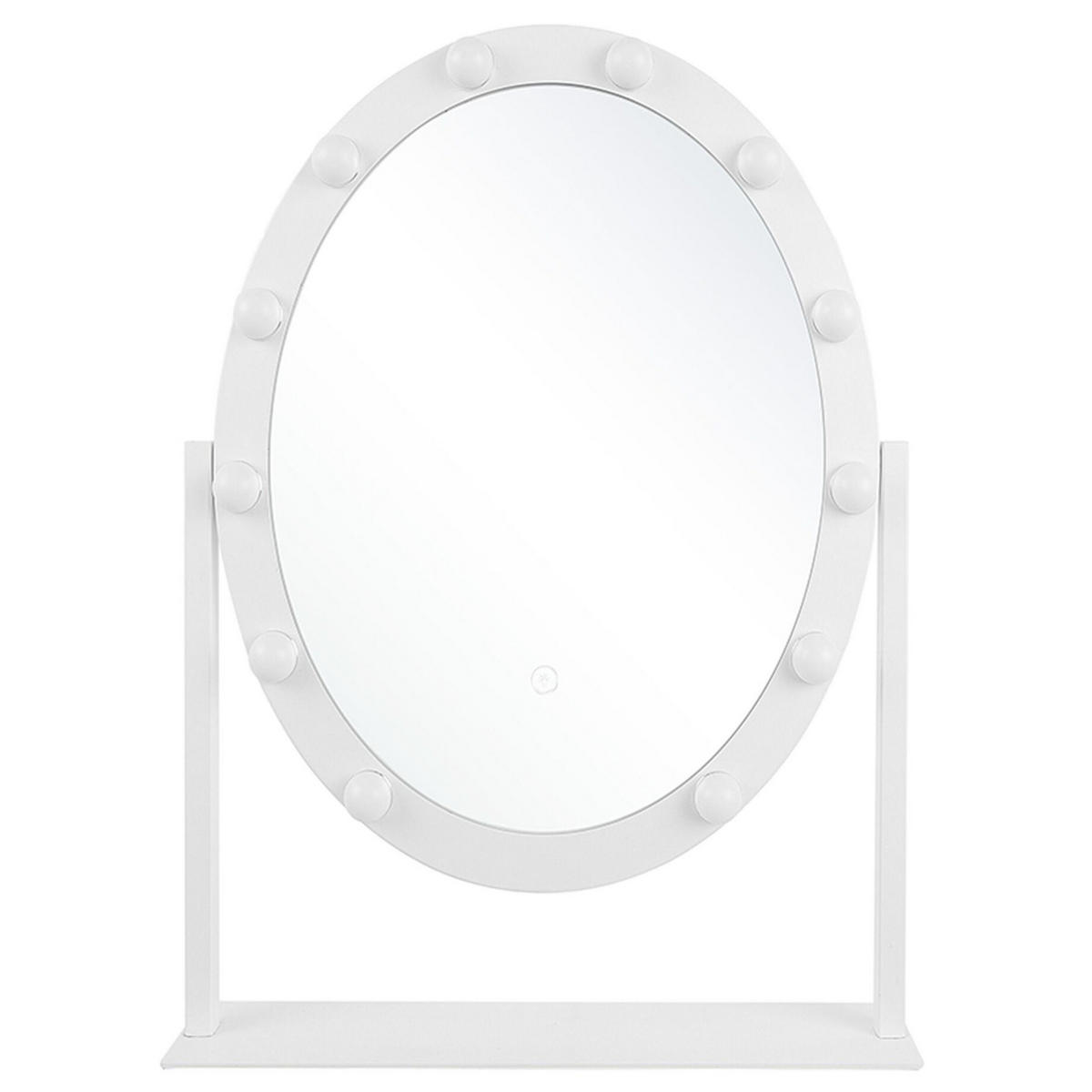 BADSPIEGEL mit LED-Beleuchtung oval 50/60 cm Rostrenen - Weiß, Metall (55/60/3cm) - Beliani