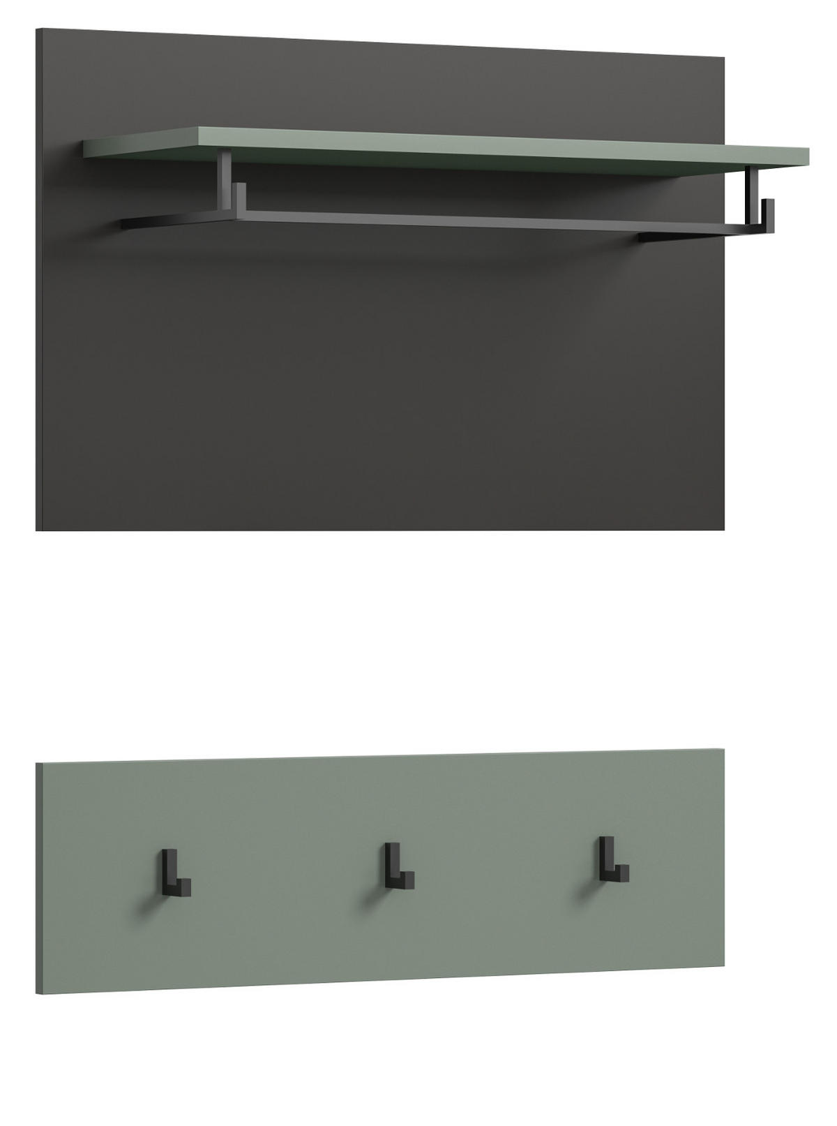 GARDEROBENPANEEL Salbei grün und grau, Set 2-teilig, 80 cm, Cooper - Salbeigrün, Holzwerkstoff (80/73/27cm) - Inn.Furn