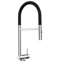 VORFENSTER-KÜCHENARMATUR, Umklappbar 4,5 CM, Verchromt und Schwarz, 2-Strahl-Brause - Schwarz, Metall (21.3/44.4/21.3cm) - VIZIO