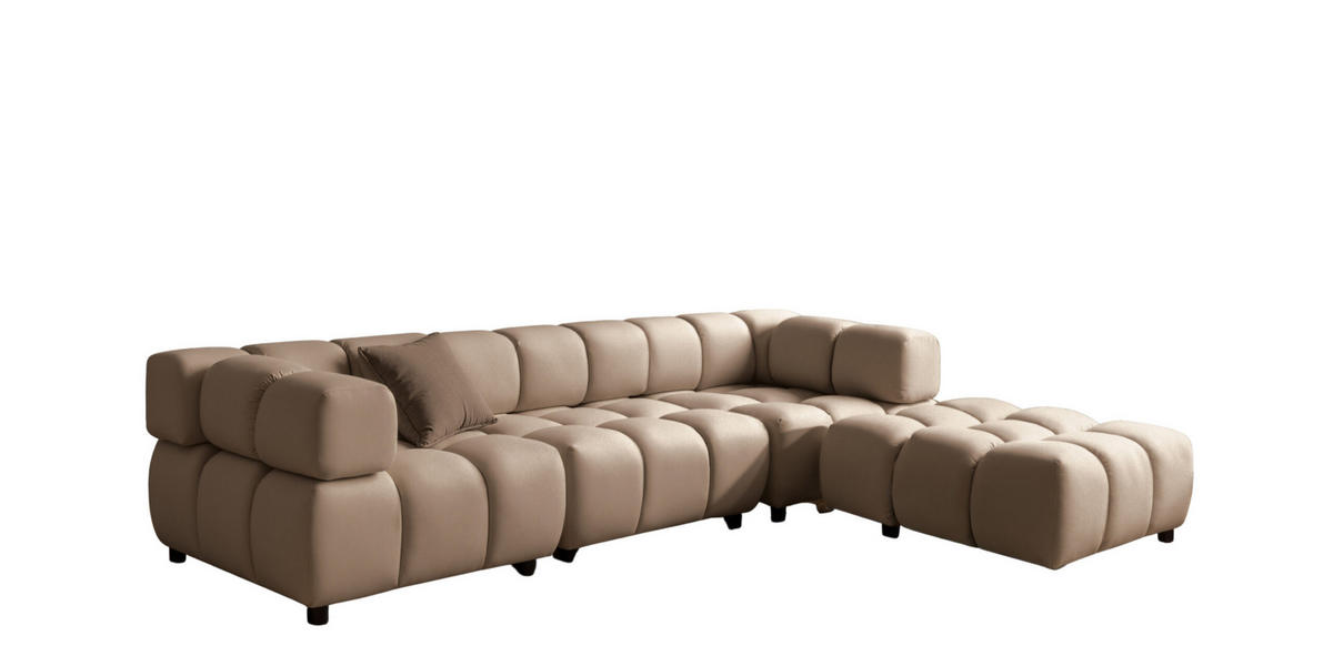 ECKSOFA L-Form Bolla, stoff Bluvel, Latte, Rechts - Beige, Holz (288/192cm) - Kaiser Möbel